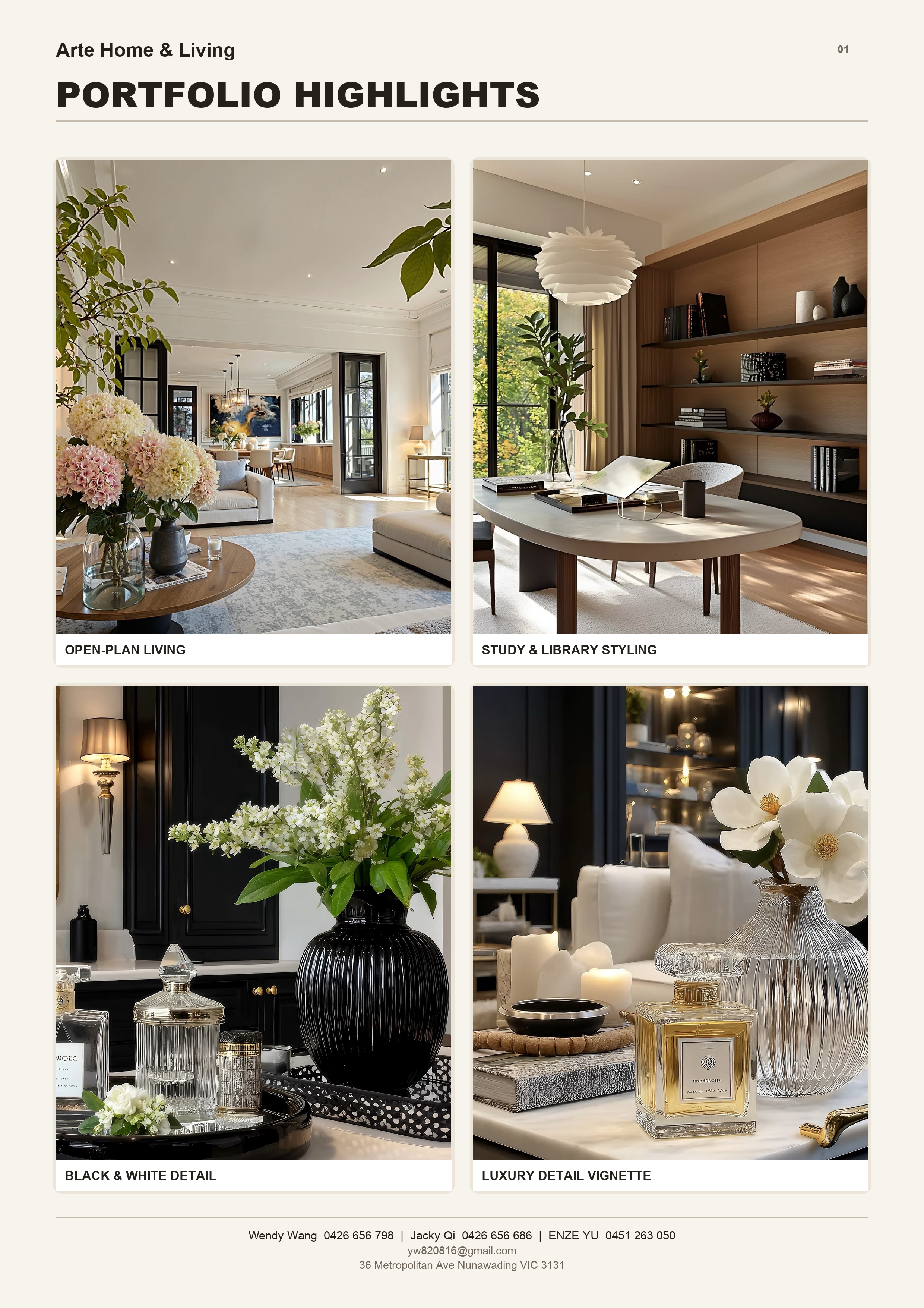 Portfolio collection of staged interiors and decor details